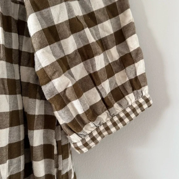 NWT Madewell Gingham Collared Puff-Sleeve Mini Dress - Picture 9 of 11